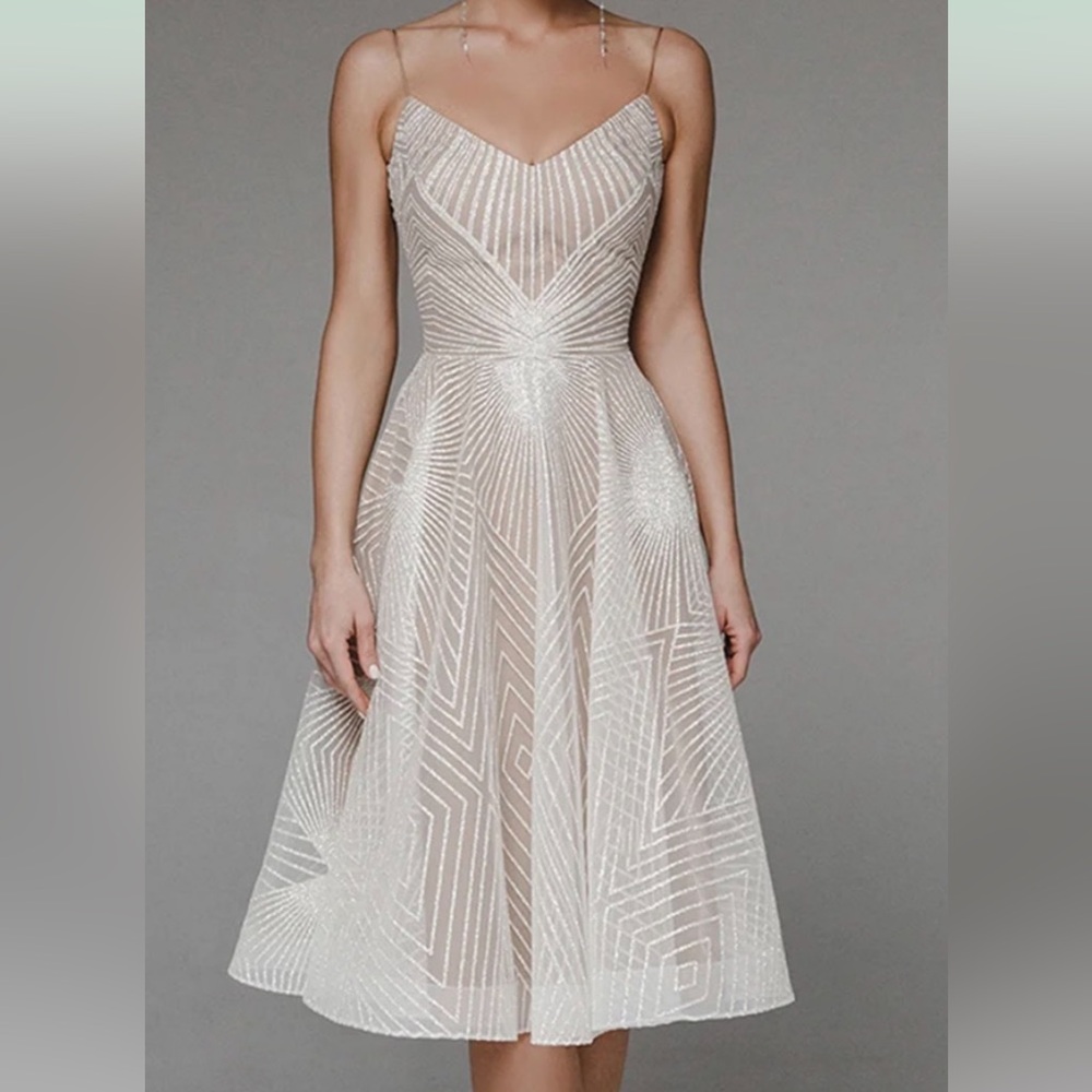 XL - Silver Sparkle - Geometric Pattern Dress